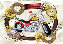 Modern Motorbike in Steampunk Frame Birthday A4