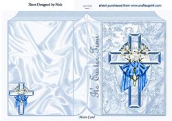 Blue Cross with Lillies for Easter Folded Book