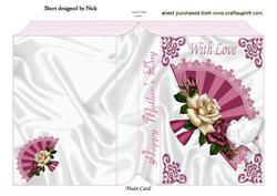 Pretty Lace Fan with Roses for Mothers Day Folded Book