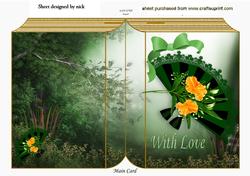 Green Lace Fan with Bow on Woodland Background Folded Book