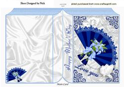 Blue Lace Fan for Mothers Day with Dove Folded Book