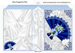 Lace Blue Fan with Flowers on Folded Book
