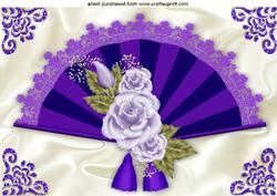 Ladies Purple Fan with Roses A4