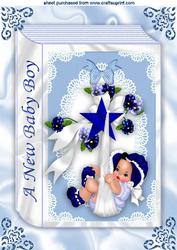 Sweet Baby Boy in Lace Blue Frame on Folded Book A4