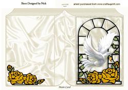 Gold Roses with Dove in Window Frame Folded Book