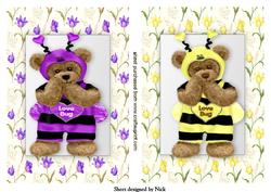Cute Lovebug Teddies in Flower Frames Toppers
