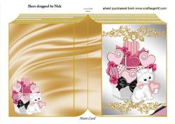 Gold Folded Book with Hearts and a Cute Fluffy Cat