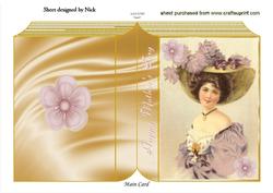 Vintage Lady with Flowers on Folded Book