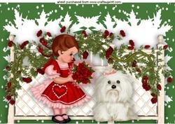 Little Rose Girl with Cute Westie A4
