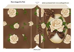 Beautiful Cream/brown Rose with Bow Folded Book