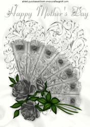 Silver Roses for Mothers Day on Lace Fan A4