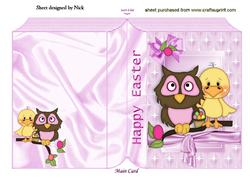 Cute Owl and Easter Chick, with Bow Folded Book