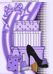 Shoes and Girlie Stuff in Purple on Funky Background A4