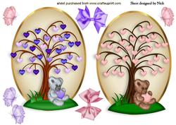 Teddy Toppers with Love Heart Trees