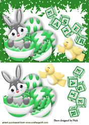 Easter Bunny in Egg with Yellow Chick