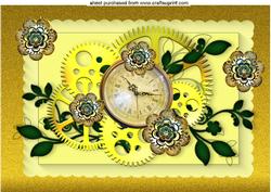 Ladies Steampunk with Watch and Yellow Frame A4