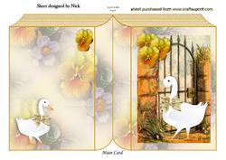 White Goose in the Garden with Flowers Folded Book