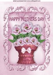 Vase of Pink Prairie Hand Painted Roses for Mum A4