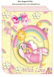 A4 Folded Book of a Sweet Little Angel in Rainbow Colours