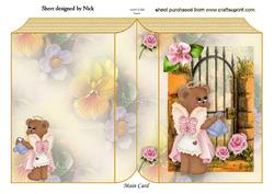 Angel Teddy in Rose Garden , Folded Book