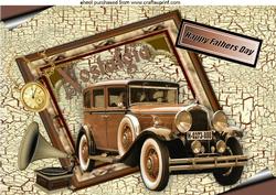 Nostalgia Vintage Car with Accessories Fathers Day A4