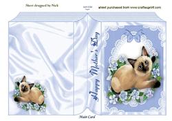 Siamese Cat with Flowers for Mothers Day Folded Book