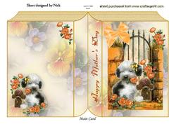 Mothers Day Cute Little Puppies in the Garden Folded Book