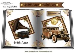 With Love Fathers Day, Nostalgia Vintage Car Open Book A4