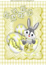 Bunny in Easter Egg, in Gingham Frame A4
