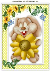 Chuckle Bunny with Blue Birds and Sunflowers A4