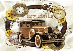 Vintage Car Nostalgia, in Steampunk Frame Fathers Day A4