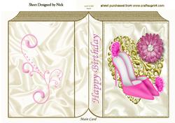 Pink Shoes and Butterflies on a Gold Heart, Folded Book