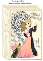 Dancing Couple with Champagne for Anniversary Book A4