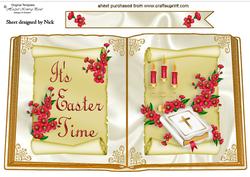 It's Easter Time with Bible and Flowers Open Book A4