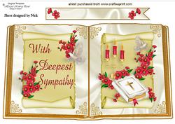 With Sympathy Bible with Flowers and Dove, Open Book A4