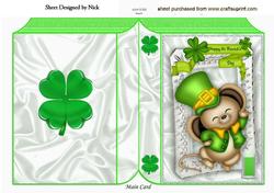 St Patricks Day with Four Leaf Clover and Little Mouse Book
