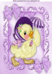 Sweet Little Chick with Umberella A4