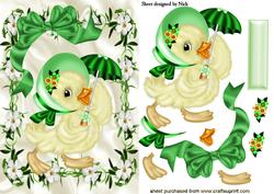 Little Chick with Bonnet on with Umberella