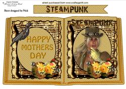 Steampunk Lady with Flowers Mothers Day Open Book A4