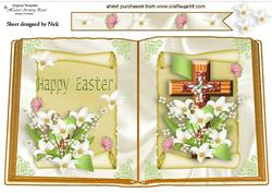 Easter Lillies with Cross and Butterflies Open Book A4