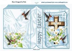 Easter Cross with Birds and Flowers Folded Book