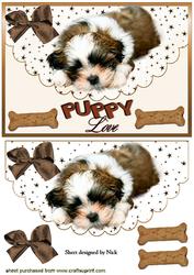 Puppy Love, Cute Little Pooch on Scalloped Envelope