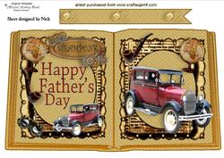 Fathers Day Nostalgia Car and Steampunk Open Book A4