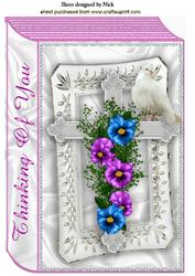 Thinking of You, Silver Cross with Pansies, Folded Book A4