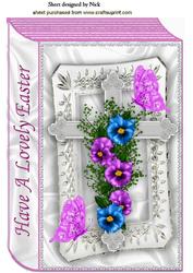 Easter Cross with Pansies and Butterflies Folded Book A4