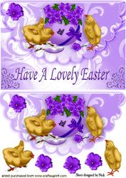 Easter Chicks with Flowers and Egg on Scalloped Envelope