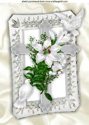 Beautiful with White Doves, Silver Cross with Lillies A4
