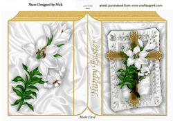 Beautiful Gold Cross for Easter with Lillies Folded Book