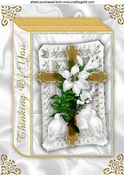 Thinking of You, Gold Cross with Lillies Folded Book A4