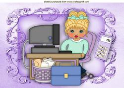 Lady on Comp Working Hard Making Sheets for Cup A4